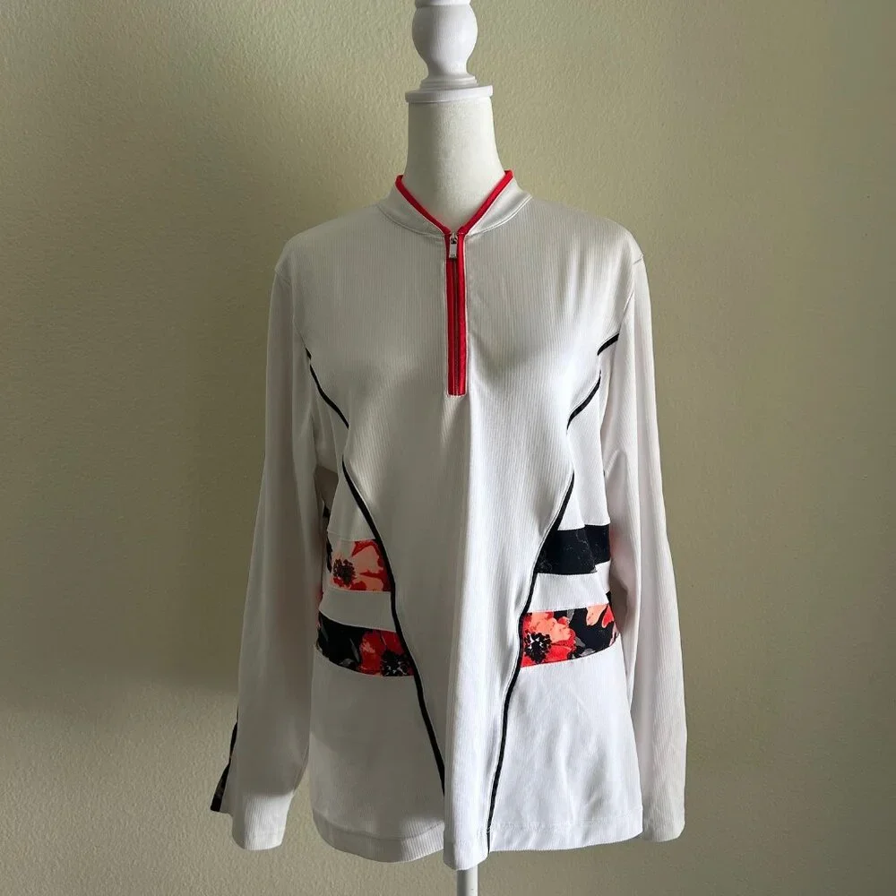 Tail Golf Shirt 1/4 Zip Pullover Golf SZL White Stretch Active Athleisure Sport - Picture 2 of 9